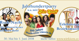 MV08 lädt ein zur Jahrhundertparty mit Hot Stuff und be mused Jubiläumsfest 100 Jahre Musikverein